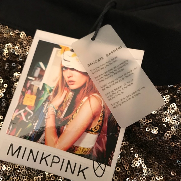 MINKPINK Frill Gold Sequin Skirt 💙 - Picture 6 of 6